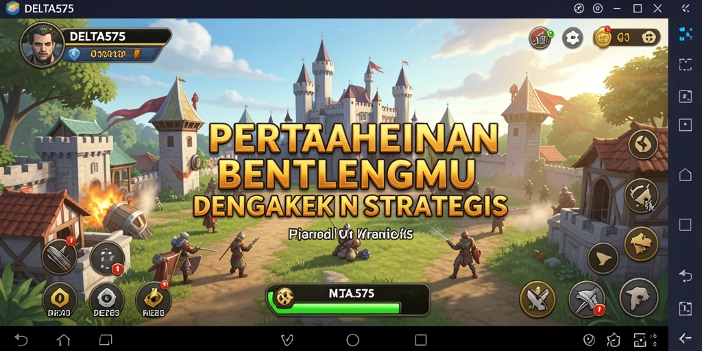 Tampilan gameplay mendebarkan di DELTA575 dengan strategi Tower Defense.