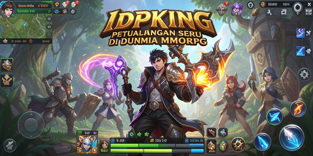 Screenshot utama IDPKING menampilkan aksi pertempuran seru di dunia MMORPG.