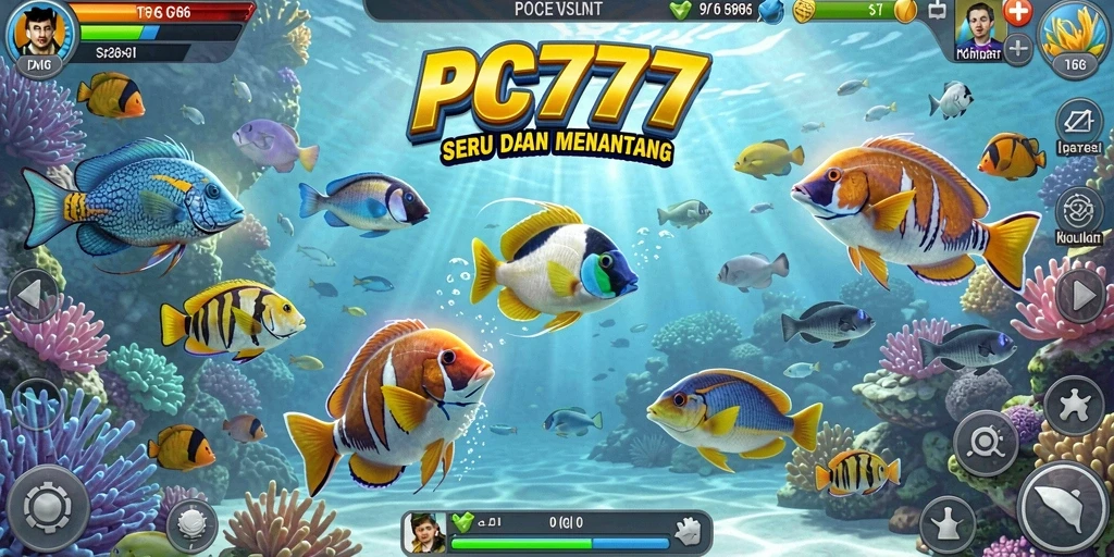 Tampilan gameplay seru dalam PC777 saat menangkap ikan.