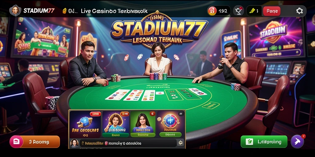 Tampilan gameplay Live Casino di STADIUM77 yang mendebarkan.