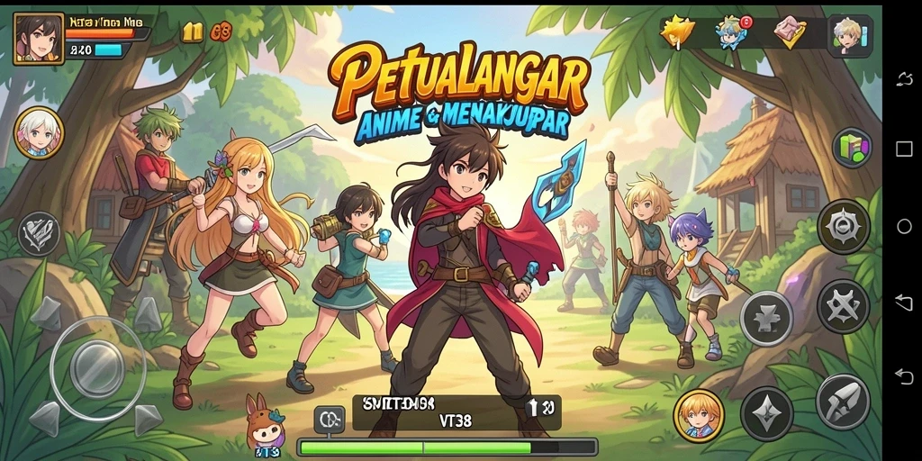 Tangkapan layar utama VT38 menampilkan aksi seru dalam dunia Anime.