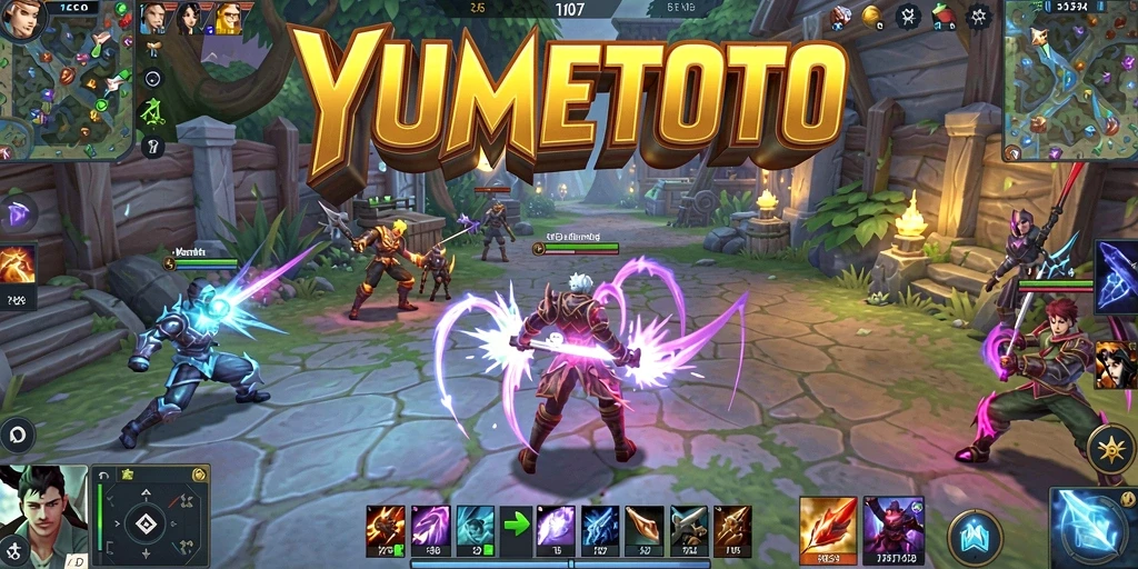 Gameplay MOBA seru di YUMETOTO dengan karakter unik.